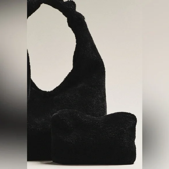 NWT Anthropologie The Love Knot Slouchy Bag: Sherpa Fleece Edition - Picture 2 of 5